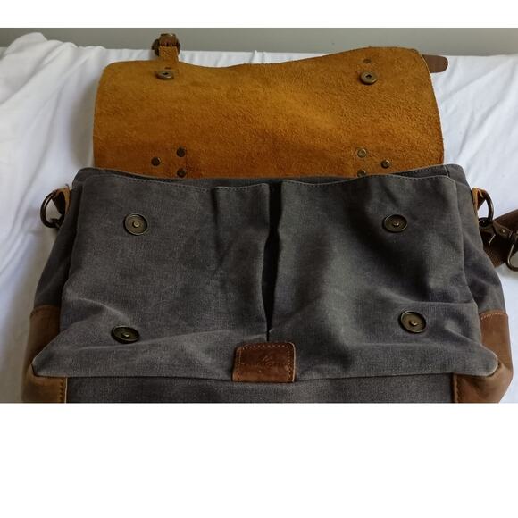 Vintage Langforth Leather and Canvas Messenger Bag - Picture 5 of 12